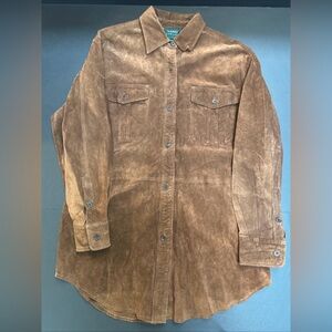 Vintage Ralph Lauren Women’s Medium Brown Leather Suede Western Shirt